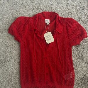 Doen Vibrant Red Knit Cardigan